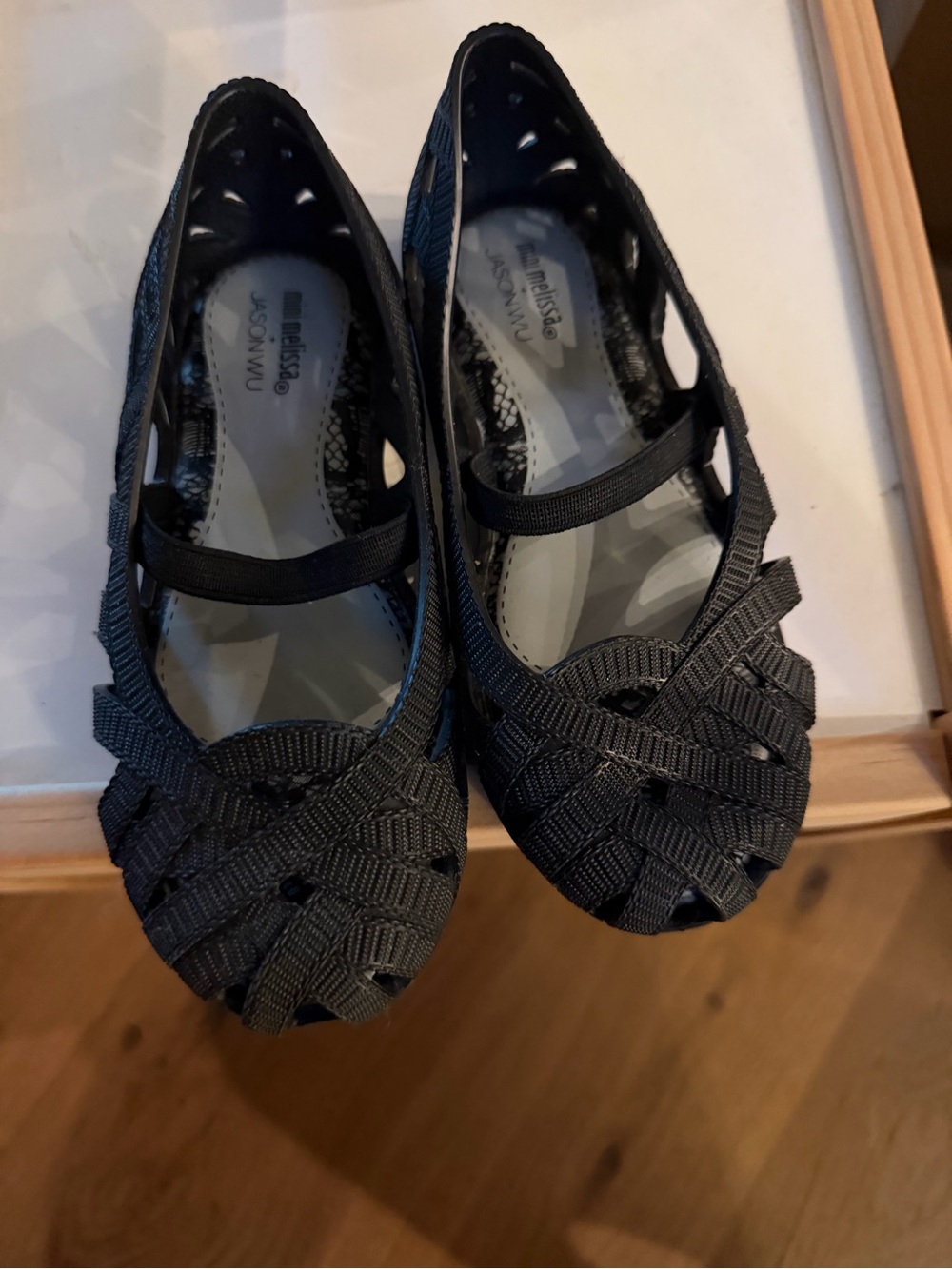 Mini Melissa Black Woven Mary Jane Sandals for Kids